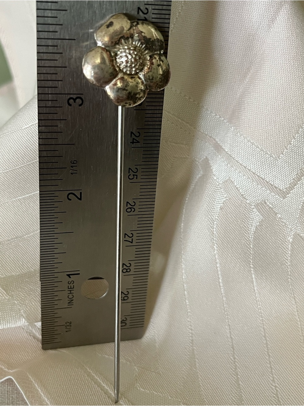 Vintage Silver Tone Flower Stick Pin Mini Hatpin Floral Jewelry 3.5”
